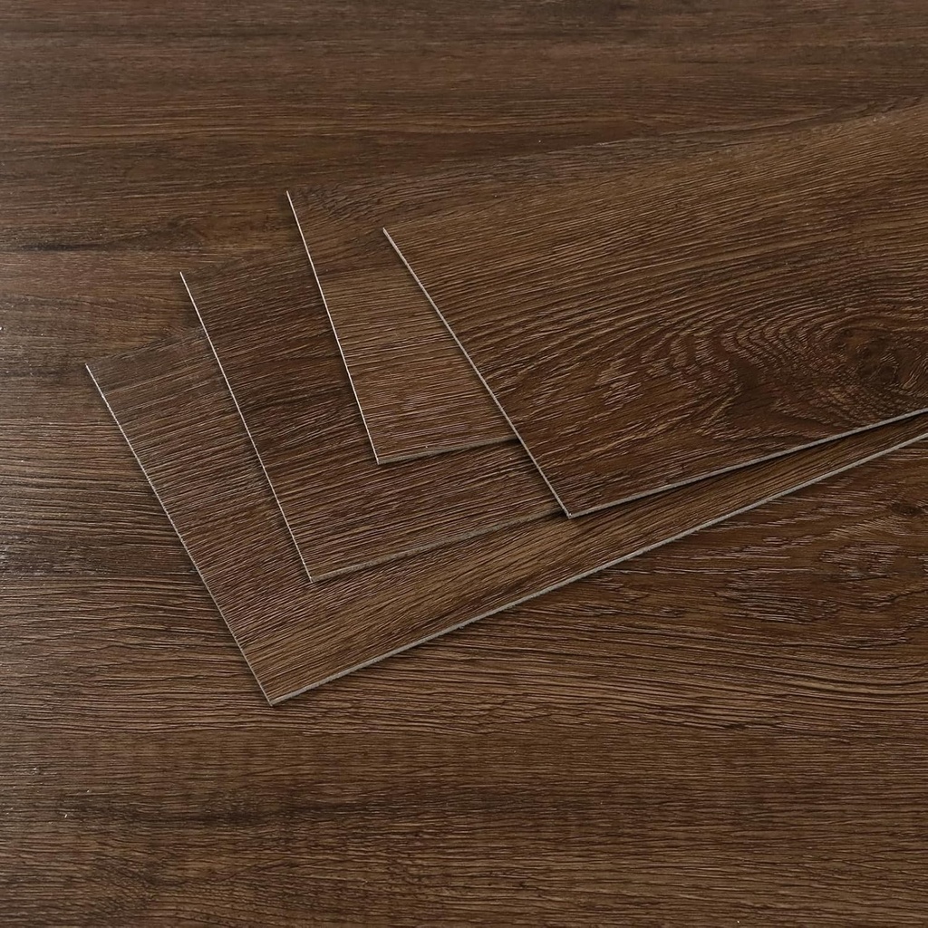 CRE8TIVE 24-Pack Brown Peel and Stick Floor Tile 6"x36" Waterproof Vinyl Plank Flooring Wood Floor Tile Vinyl Peel and Stick Flooring Self Adhesive Laminate Flooring for Kitchen Bedroom Bathroom Floor