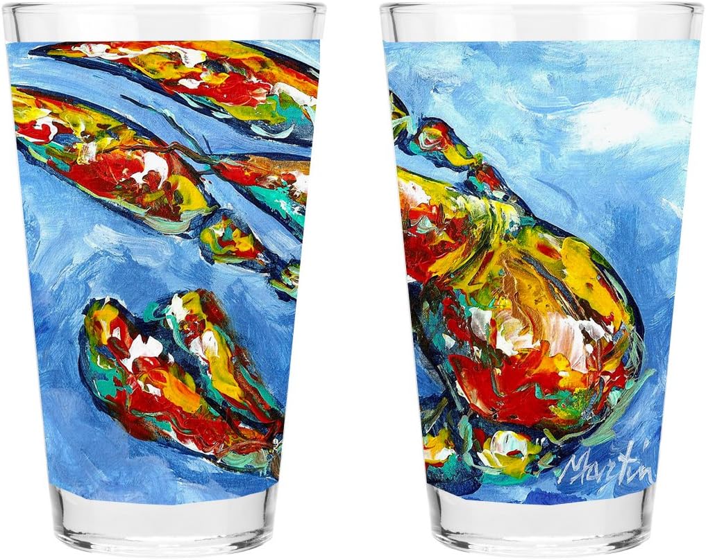 Caroline's Treasures MW1171PINT Crawfish 16 ounce Mixing Glass Pint Glass for Beer, Margaritas, Sodas and More, Restaurant Quality Glassware