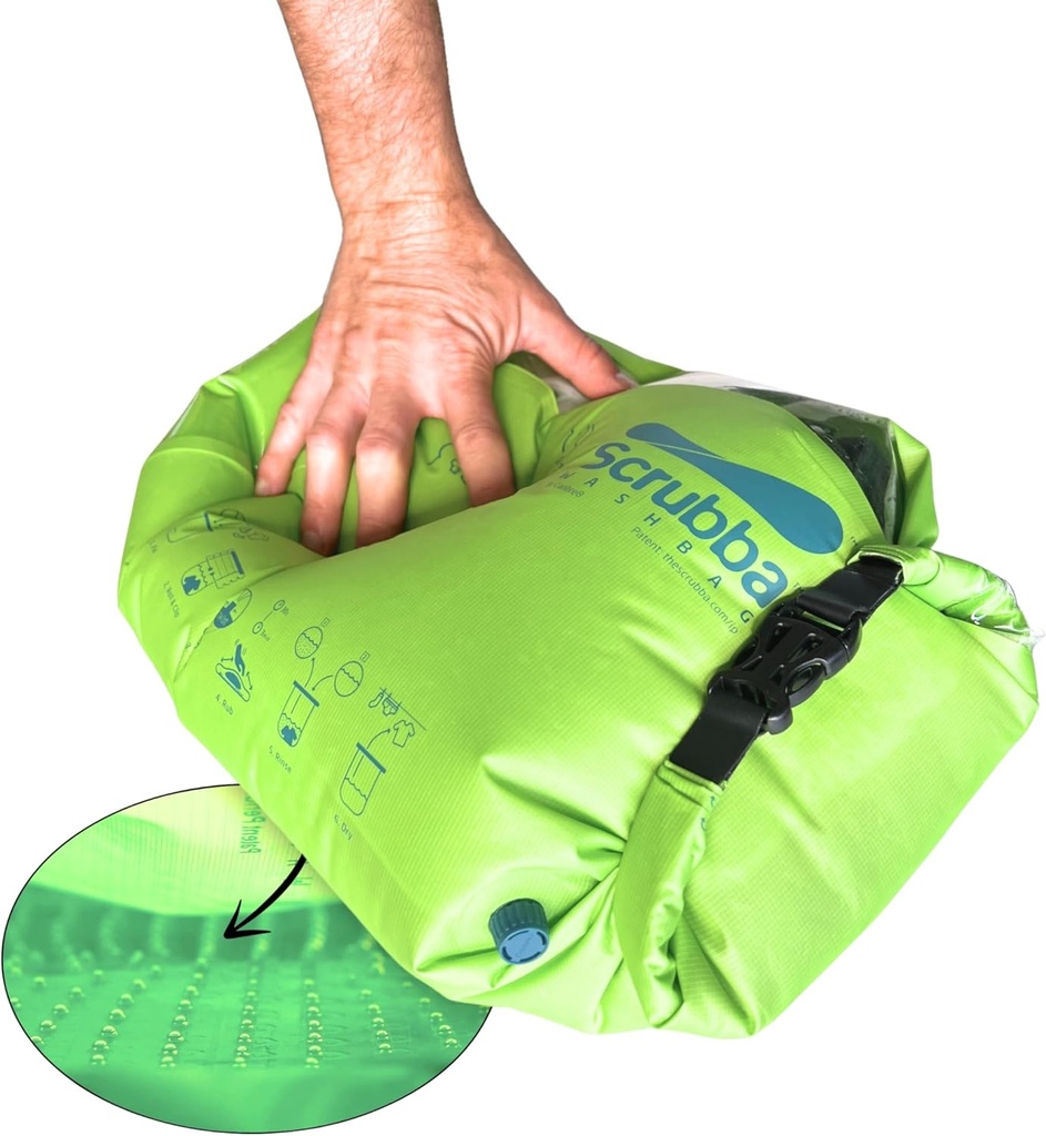 Scrubba Wash Bag Portable Washing Machine - Lightweight Manual Washing Machine for Travel, Camping, Laundry, Baby Clothes - Travel Essentials, Gift - use with Laundry Detergent/Sheets - 5.3 oz.