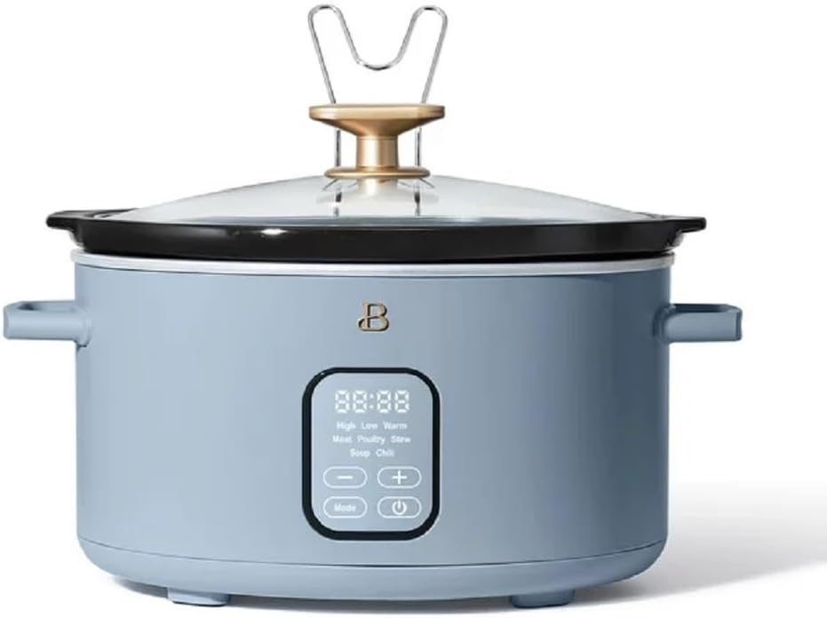 Beautiful 6 Quart Touch Activated Illumination Programmable Slow Cooker, by Drew Barrymore (Cornflower Blue)