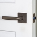 Viaggio QADMLTBLL_PRV_238_LH Motivo Left Handed Solid Brass Privacy Door Lever Set with Bella Lever and Quadrato Leather Backplate - 2-3/8" Backset - Satin Black