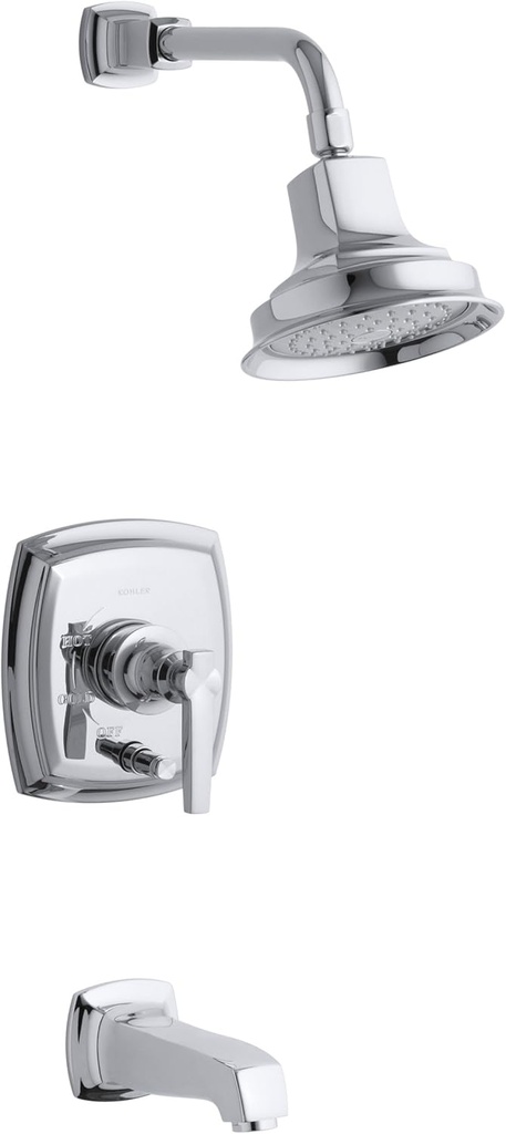 KOHLER K-T16233-4-CP Margaux Rite-Temp Bath and Shower Faucet Trim with Lever Handle, Polished Chrome