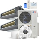 Cooper & Hunter 48,000 BTU 2-Zone Concealed Slim Duct Mini Split Air Conditioner & Heat Pump – 24K+24K Air Handlers – 24 SEER2 – 25FT Installation Kits – 230V