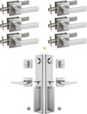 NEWBANG (Keyed and Dummy Double Door Handle Set + (6 Pack) Privacy Door Lever in Brushed Nickel