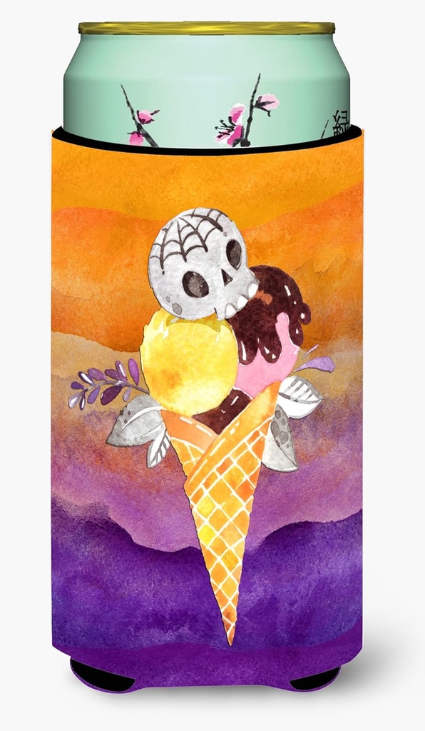 Caroline's Treasures BB7464TBC Halloween Sweets Ice Cream Skull Tall Boy Hugger Can Cooler Sleeve Hugger Machine Washable Drink Sleeve Hugger Collapsible Insulator Beverage Insulated Holder