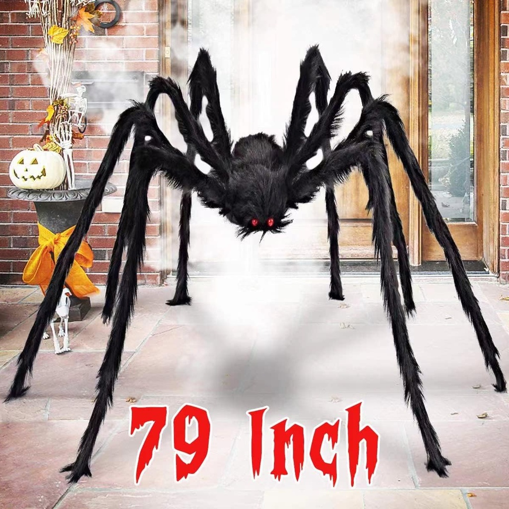 Aiduy Outdoor Halloween Decorations Scary Giant Spider Fake Large Spider Hairy Spider Props for Halloween Yard Decorations Party Decor, Black (1 Pack)