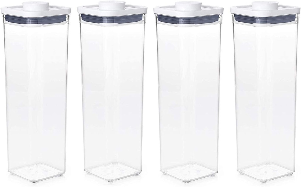 OXO Good Grips POP Container - Airtight Food Storage - 2.3 Qt Square (Set of 4) for Spaghetti and More