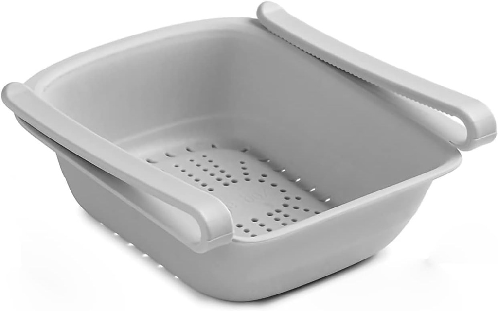 Fridge Drawer Organizer, Retractable Drawer Refrigerator Storage Box Pull out Refrigerator Storage Rack Box Sliding Partition Fridge Hanging Organizer for Household Kitchen Storage Organization(Grey)