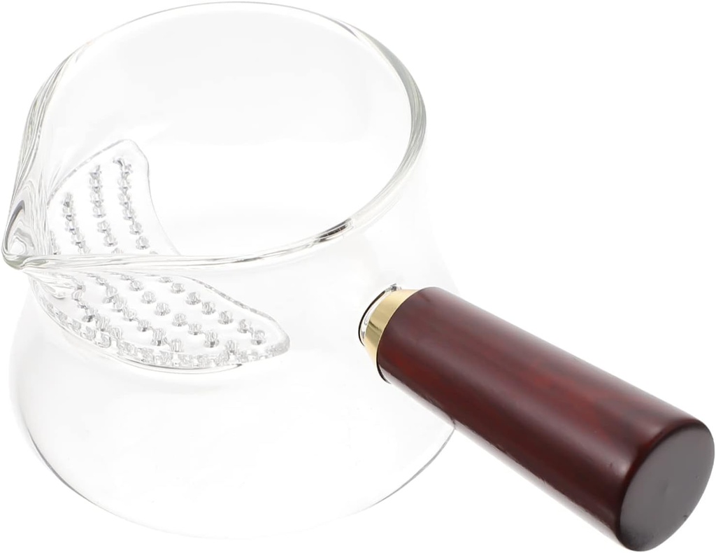 BESTYASH Heat Resistant Borosilicate Glass Tea Dispenser Cup with Wooden Handle Scalding Drinking Cup for Tea Brewing for Home and Gatherings