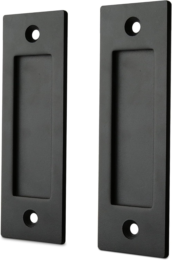 HASWARE 6" Finger Flush Pull Handle Set, Brushed Metal Sliding Barn Door Handle, Rectangular Plate, for Closet Pocket Door or Cabinet