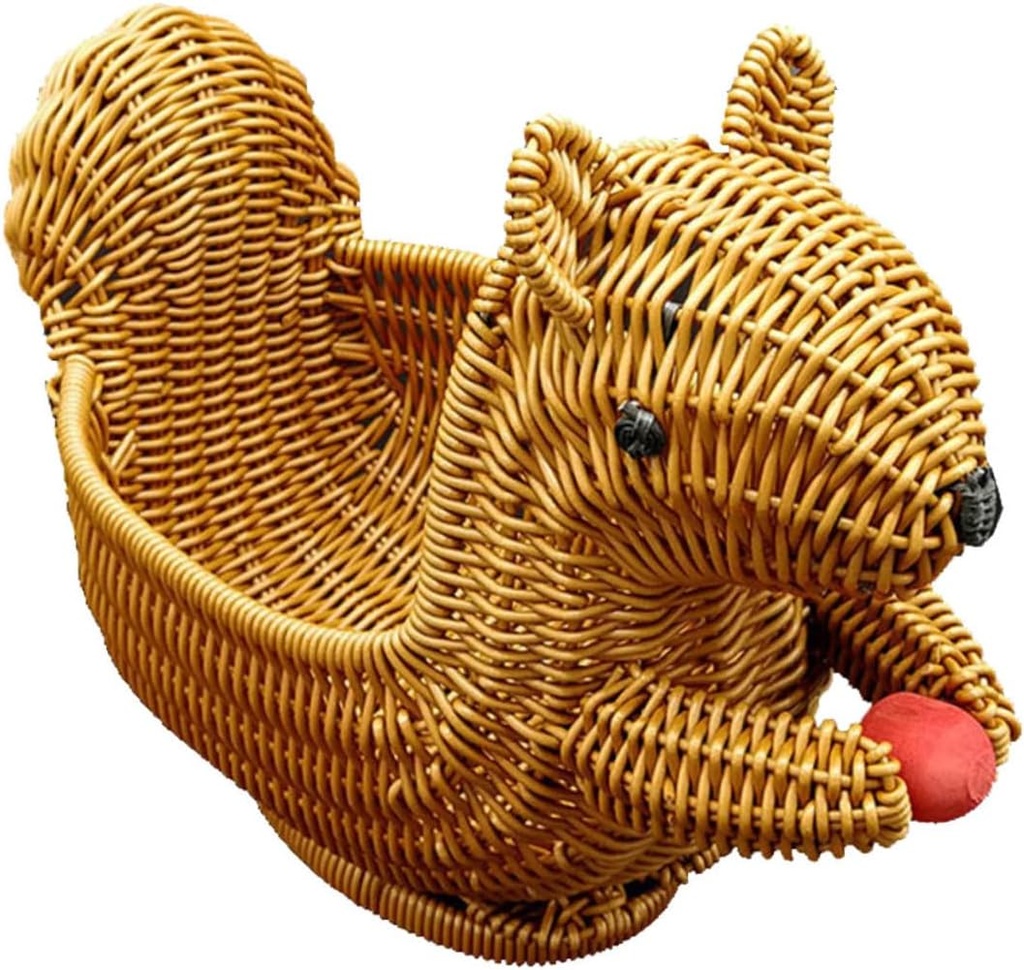 Handmade Woven Basket Simulation Rattan Storage Basket Bread Desktop Organizer Snack Boxes for Boys and Girls Boho Style Fruit and Vegetable Holder