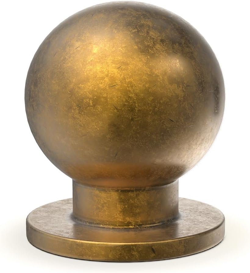 homdiy 30 Pack Antique Cabinet Knobs, Round Retro Brass Drawer Dresser Handles Ball Metal Kitchen Hardware for Cupboard, 1 Inch