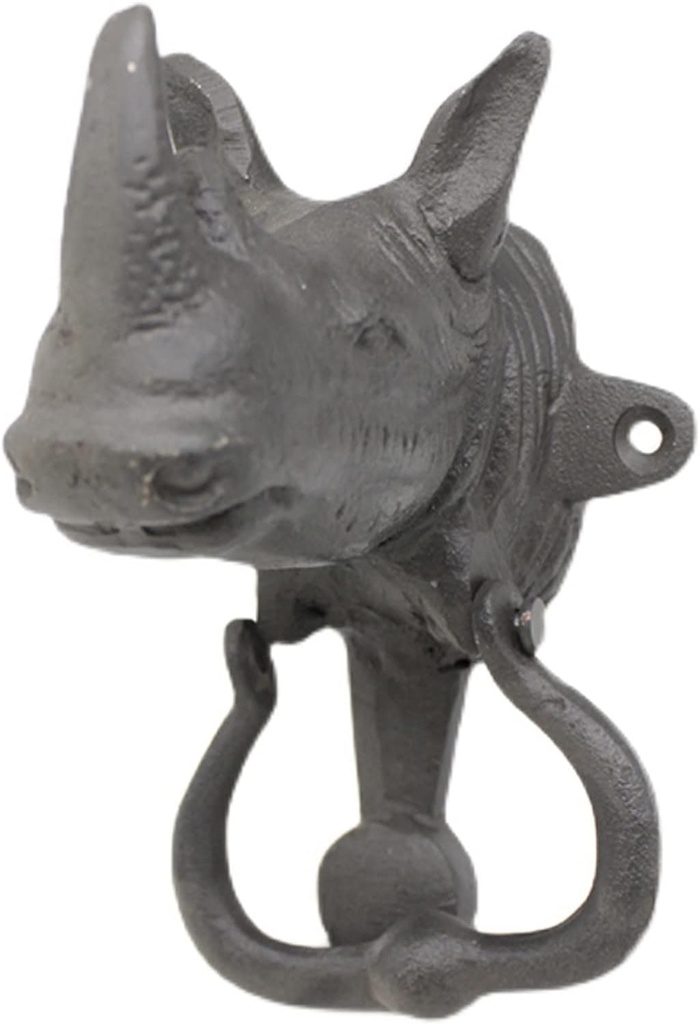 Door Knocker Metal Animal Door Knocker, Easy to Put Together Weather-Resistant Door Handle with Accessories, Front Porch Patio Drawer Rhino Door Decor