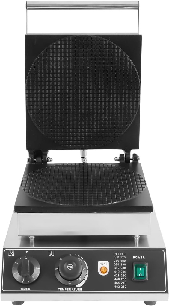 1750W 110V Egg Roll Machine, Indoor Stroopwafel Maker Desktop Electric Egg Roll Maker 50-300℃/122-572℉ Rectangular for Making Ice-Cream Cone Crisps and Egg Rolls with Dual Separate Knobs