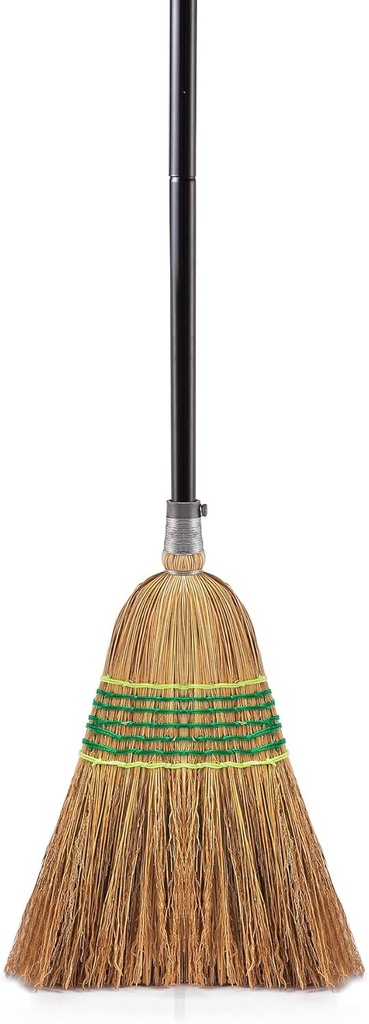 Yocada Heavy-Duty Corn Broom Commercial Indoor Outdoor Broom 59.8 inch Tall for Courtyard Garage Lobby Mall Market Floor Home Office Leaves Stone Dust Rubbish