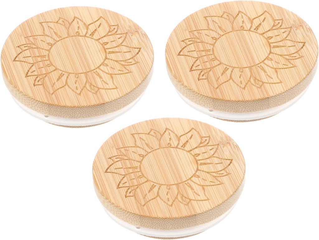 PRETYZOOM 3pcs Decorative Jar Lids Bamboo Lids Sealing for Snacks Cookies Spices Tea