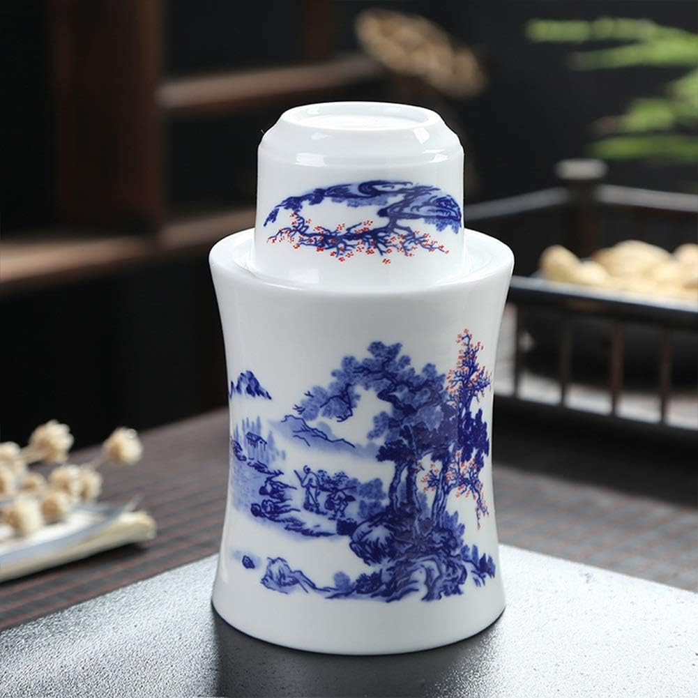 Sake Set of 3 Pieces Traditional Retro Porcelain Crafts Wine Glass Set for Warm/Cold Sake Service