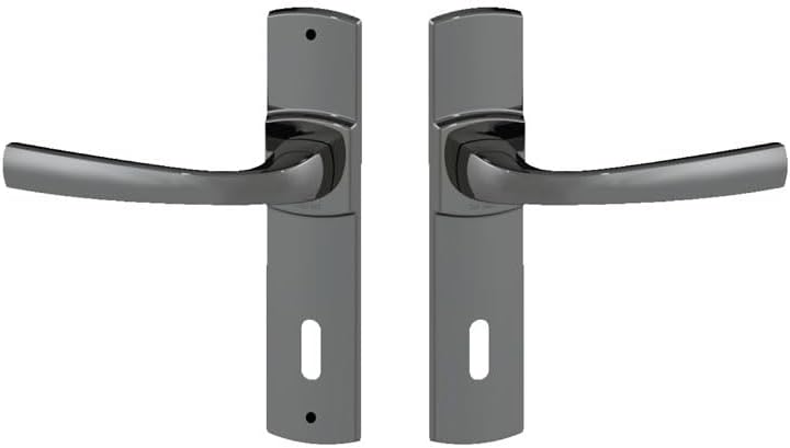 Assa Abloy Set of 2 Artis Small Plate Door Handles - Diamond Black Colour