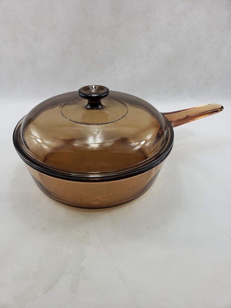 Corning Amber Vision Visions Amber 10" Skillet (3 1/8" Deep--Chicken Fryer) with Lid