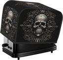 Patterned Skull 2 Slice Toaster Covers Bread Machine Cover Quilted Dustproof Fingerprint Protectors Small Washable Appliance Cover Bread Maker Dust Protection Universal Size