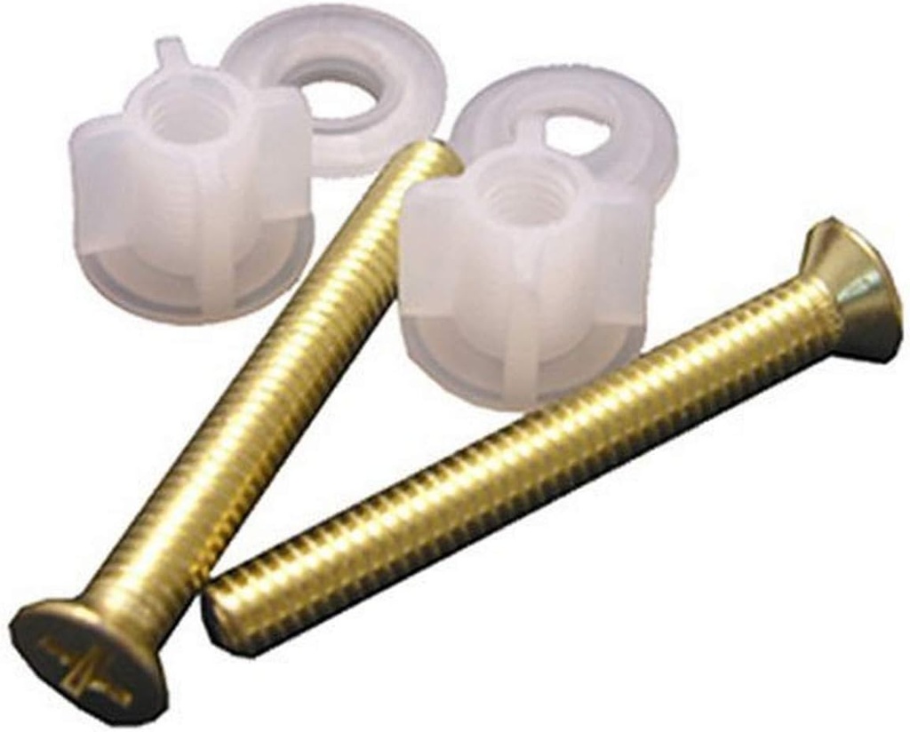 LASCO 14-1069 Replacement Hinge Brass Bolts, Washers and Nuts for Wooden Toilet Seats, 2-Pack