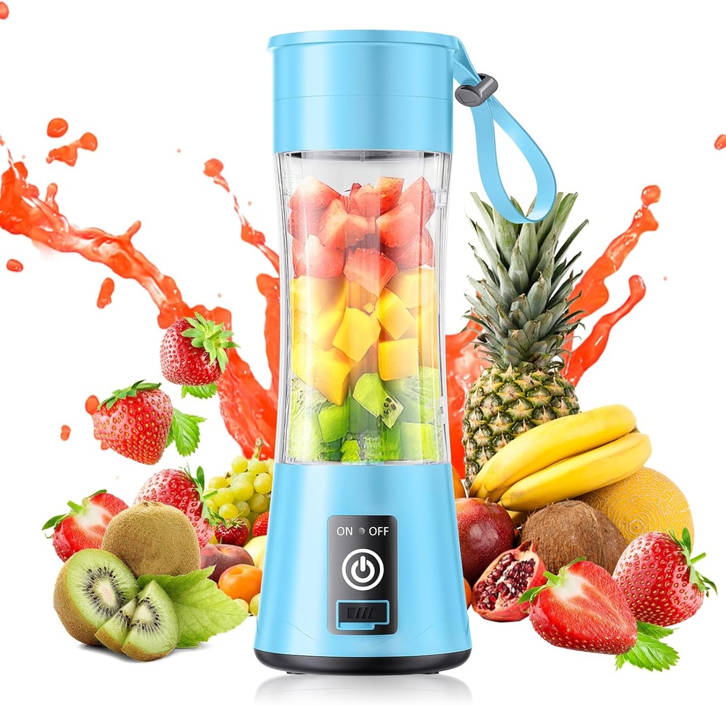 Cordless Mini Blender Make Smoothies & Shakes - Portable Blender with 380ML BPA-Free Travel Cup, USB Rechargeable, Easy to Clean, Suit in Gym/Office