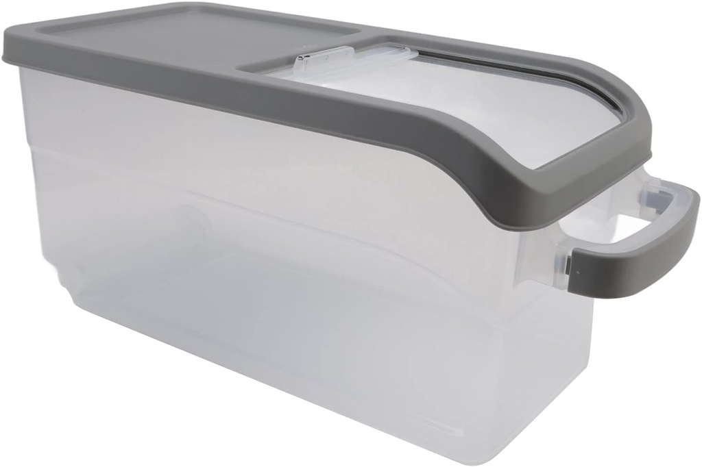 Food Container, 10KG Large Food Grade PP Transparent Thickened Rice Container 7.2x15.2x8.3in Grain Storage Box with Slide Cover, Sealed Rice Storage Container for Rice Flour Cerea(grey)