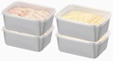 KNC 4 Pieces Stainless Steel Food Storage Containers Clear Lid, Refrigerator Fresh-keeping Airtight Leak Proof Stackable Box for Camping Trip Picnic Soup Salad Leftover, silver, HMC25