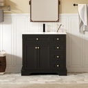 LUCKWIND 36" Bathroom Vanity with Sink, Mid-Century Painted Bathroom Cabinet with Raised Arch Feet, 37.5 inches Bottom, Undermount Sink and a Shelf, Mirror is NOT Included, Black