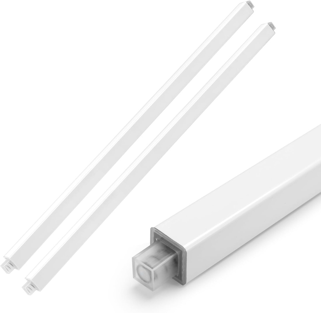 2 Pcs White Bathroom Towel Bars Replacement Square Rod 24 Inch Plastic Wall Mount Spring End Towel Rod for Kitchen Bathroom, Made to Be Cut to a Desired Length(24 Inch,White)
