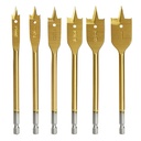 COMOWARE Spade Drill Bit Set- Paddle Flat Bits, Hole Cutter, Titanium Coating, Carbon Steel, Woodworking, 6-Pieces, 3/8"-1"