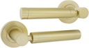 Infinity Decor Zishan Lever on Rose Latch Door Handles Set in Satin Brass Finish - Ideal for Interior & Exterior Door Use