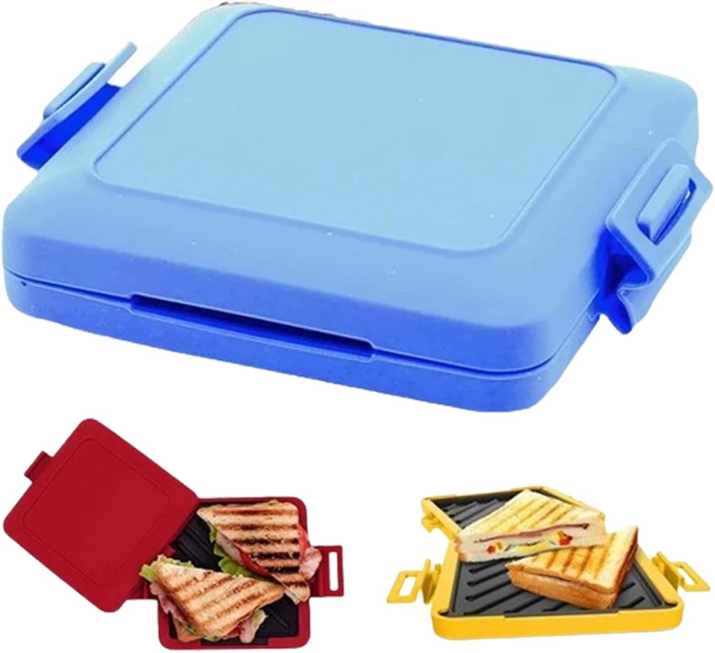 Microwave Sandwich Grill,New Microwave Toastie Maker， Microwave Sandwich MakerToastie Press Microwave for Bread, Cheese, Sandwich, Grilled Meat， Dishwasher Safe & No Electricity (Blue)