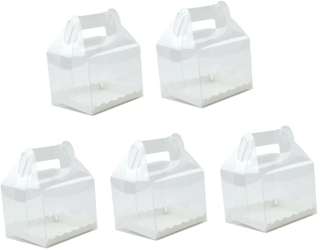 5pcs Clear Handheld Cupcake Box Transparent Containers with Handle for Easy Carrying and Display for Bakeries Parties and Home Use for and Treats