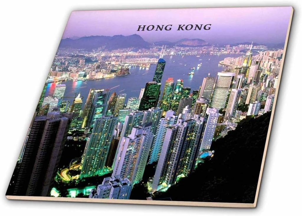 3dRose ct_62038_1 Hong Kong Ceramic Tile, 4-Inch