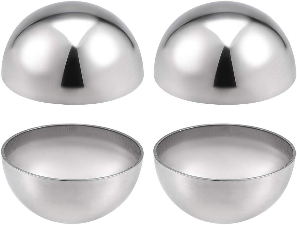 uxcell 51mm(2") Dia. Decorative Hollow Half Cap Ball 304 Stainless Steel for Staircase Handrail Post 4pcs