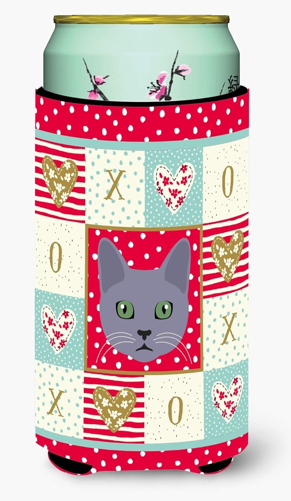 Caroline's Treasures CK5124TBC Korat Cat Love Tall Boy Hugger, Red Can Cooler Sleeve Hugger Machine Washable Drink Sleeve Hugger Collapsible Insulator Beverage Insulated Holder