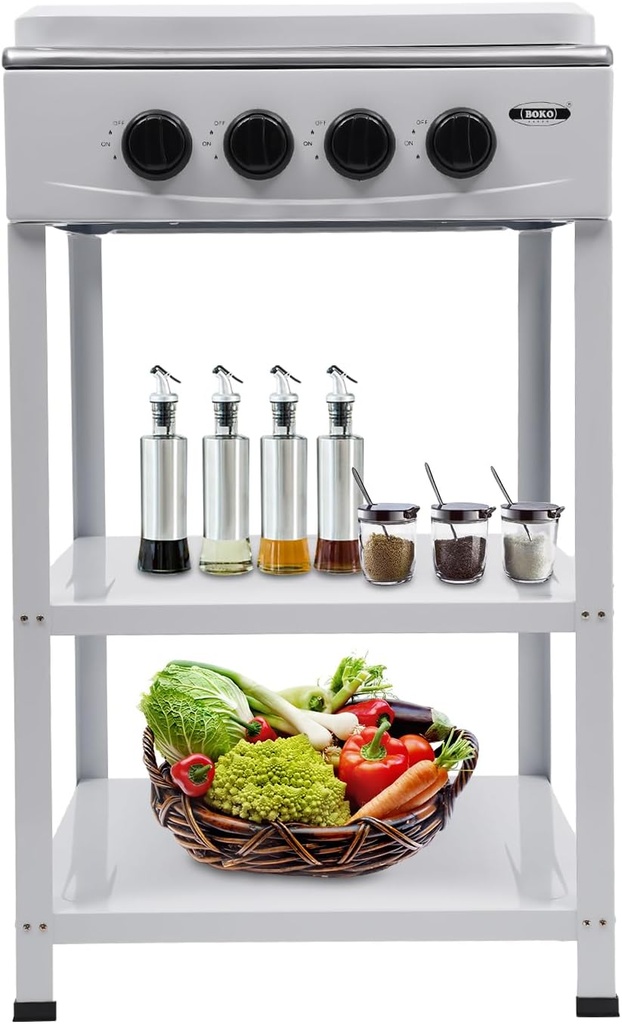 Outdoor 300000 Btu Stove Propane 4 Burner Portable Cooker Bbq Grill Windshelter,Outdoor Camping BBq Stove,For Cooking In The Backyard Black (White)