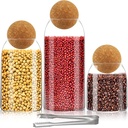 SuproBarware 3Pcs Glass Jar with Round Ball Cork,Coffee Bean Jar Glass Cork Clear Glass Bottles with Cork Glass Canisters for Food, Coffee, Sugar, Spice, Tea,DIY (500ml / 700ml / 1000ml)
