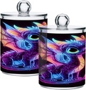 Acrylic Plastic Clear Jar with Lid, Purple Blue Glowing Dragon Airtight Storage Jar 2 Pack Kitchen Storage Containers for Cookie Snack Candy
