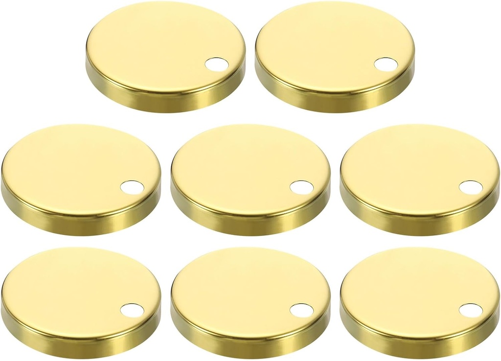 uxcell 8Pcs Toilet Seat Hinge Cover, 60mm Stainless Steel Toilet Pan Top Fixing Decorative Covers, Toilet Seat Hinge Fixings Covers Toilet Hardware, Gold