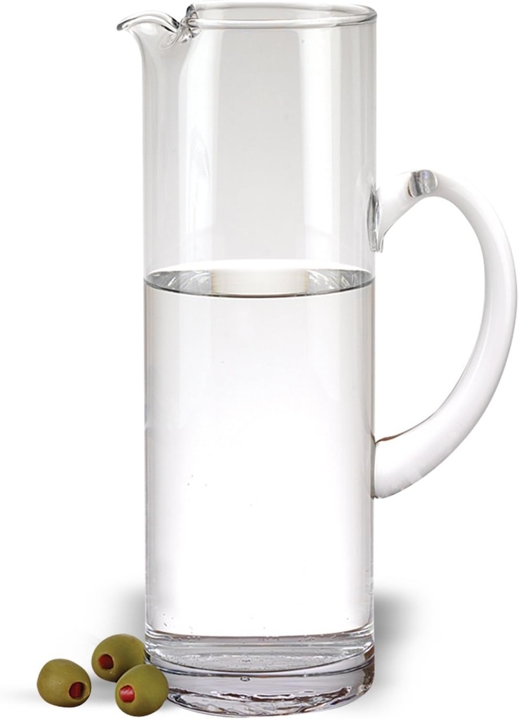 Badash Celebrate Crystal Glass Pitcher - 54 oz. Mouth-Blown Classic Martini Cylinder-Shaped Pitcher/Carafe for Water, Juice, Iced Tea & More - Fine Quality Lead-Free Crystal