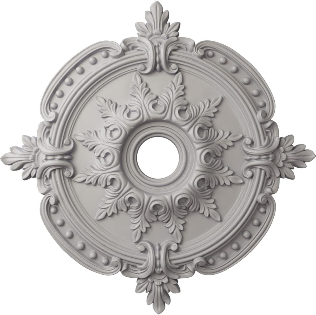 Ekena Millwork CM28BEUWF - 28 3/8"OD x 3 3/4"ID x 1 5/8"P Benson Classic Ceiling Medallion (Fits Canopies up to 6 1/2") - Ceiling Medallion, Ultra Pure White