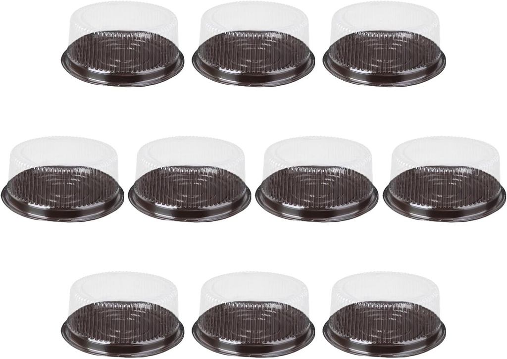 10pcs Plastic Disposable Cake Containers Carriers with Clear Lids and Boards,Clear Cake Box Round Disposable Cupcake Containers Cake Platter with Cover for Birthday Wedding Mooncake 8inch