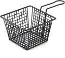 Tyenaza Mini Square Fry Bakests, Stainless Steel French Fries Holder Deep Fryer Baskets Iron French Fry Holder Frying Strainer with Handle for Kitchen Restaurant Cafe Barbecue (Black)