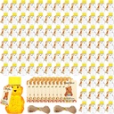 96 Sets 2 oz Plastic Honey Bear Bottle Bear Shape Clear Empty Honey Jar 96 Tags 2 Rolls Jute Rope Honey Containers Empty Honey Dispenser for Baby Shower Party Favors Gifts (Yellow Lid)