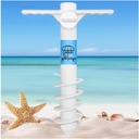 AMMSUN Beach Umbrella Sand Anchor Heavy Duty, Outdoor Umbrellas Base with 5 Spiral Screw, Universal & One Size Fits Most Beach Umbrella, Safe Umbrella Holder Stand Ideal for Strong Winds White