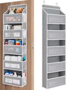 JARLINK Over The Door Organizer Storage, 5 Shelf Hanging Door Organizer with 5 Large Capacity Pockets, Anti Tilt 44 lb Load Behind Door Storage for Bedroom, Bathroom, Pantry, Nursery, (Grey)