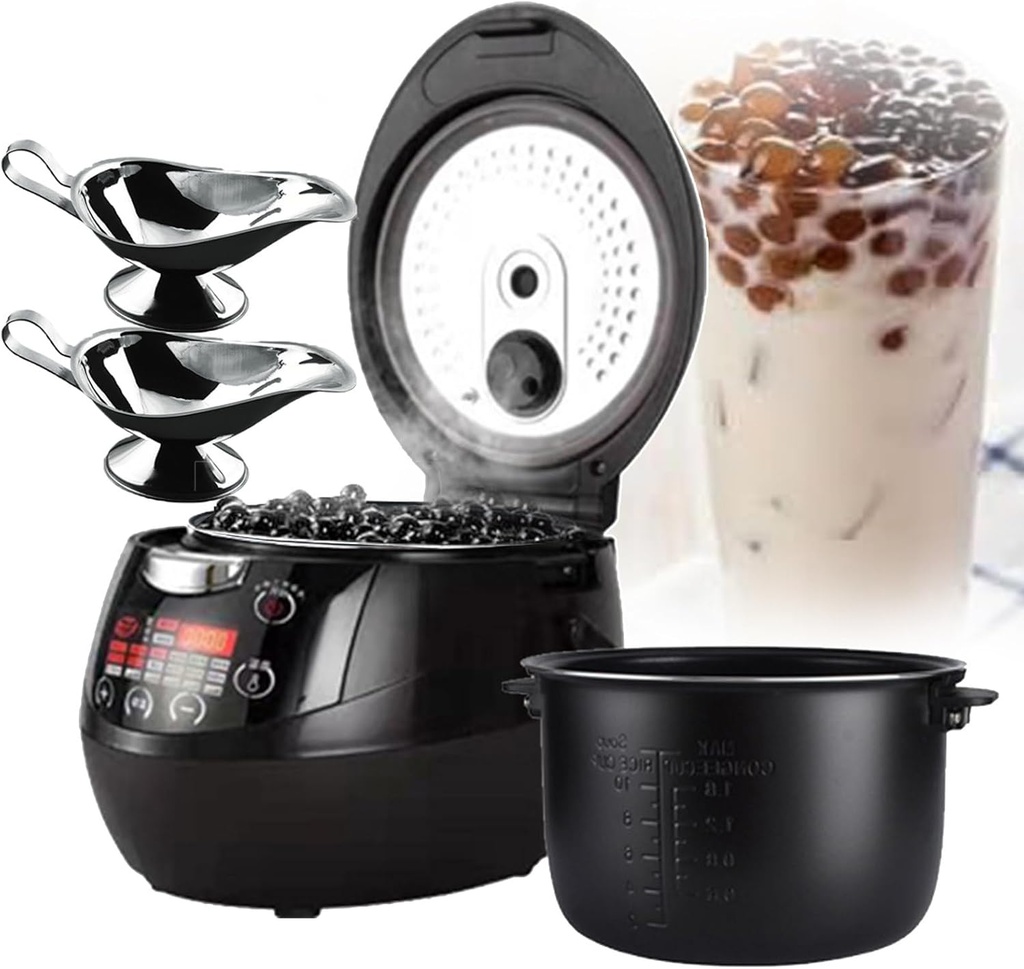 Automatic Pearl Maker 6L - Commercial Slow Cooker Pearl Pot Bubble Tea Maker with Touchscreen Non-Stick Pearls Cooker for Milk Tea Stores Restaurants Lounge Bars (with 2 Juice Cup)