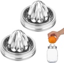 2pcs Mason Jar Juicer Lids for 3.38 Inch Wide Mouth Mason Jar, Stainless Steel Screw Top Lemon Juice Squeezer Lifestyle Manual Hand Juicer Accessories for Citrus Orange Lime